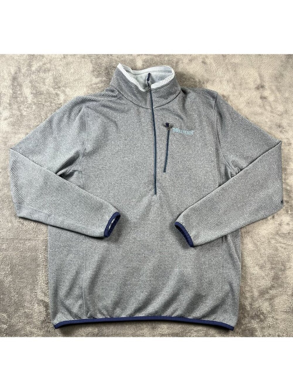 Marmot Pullover Men's XL Blue Half Zip Fleece Jacket Outdoor Athletic